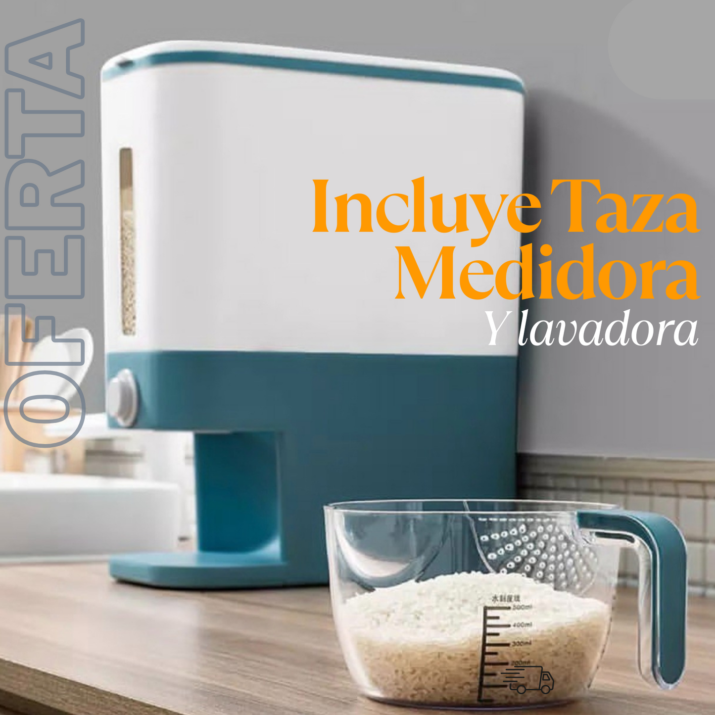 RiceBox 10™ - Dispensador de Arroz 10 Kg - Orden Frescura y Comodidad en tu Cocina