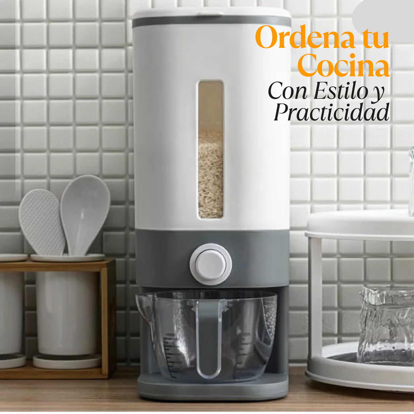 RiceBox 10™ - Dispensador de Arroz 10 Kg - Orden Frescura y Comodidad en tu Cocina