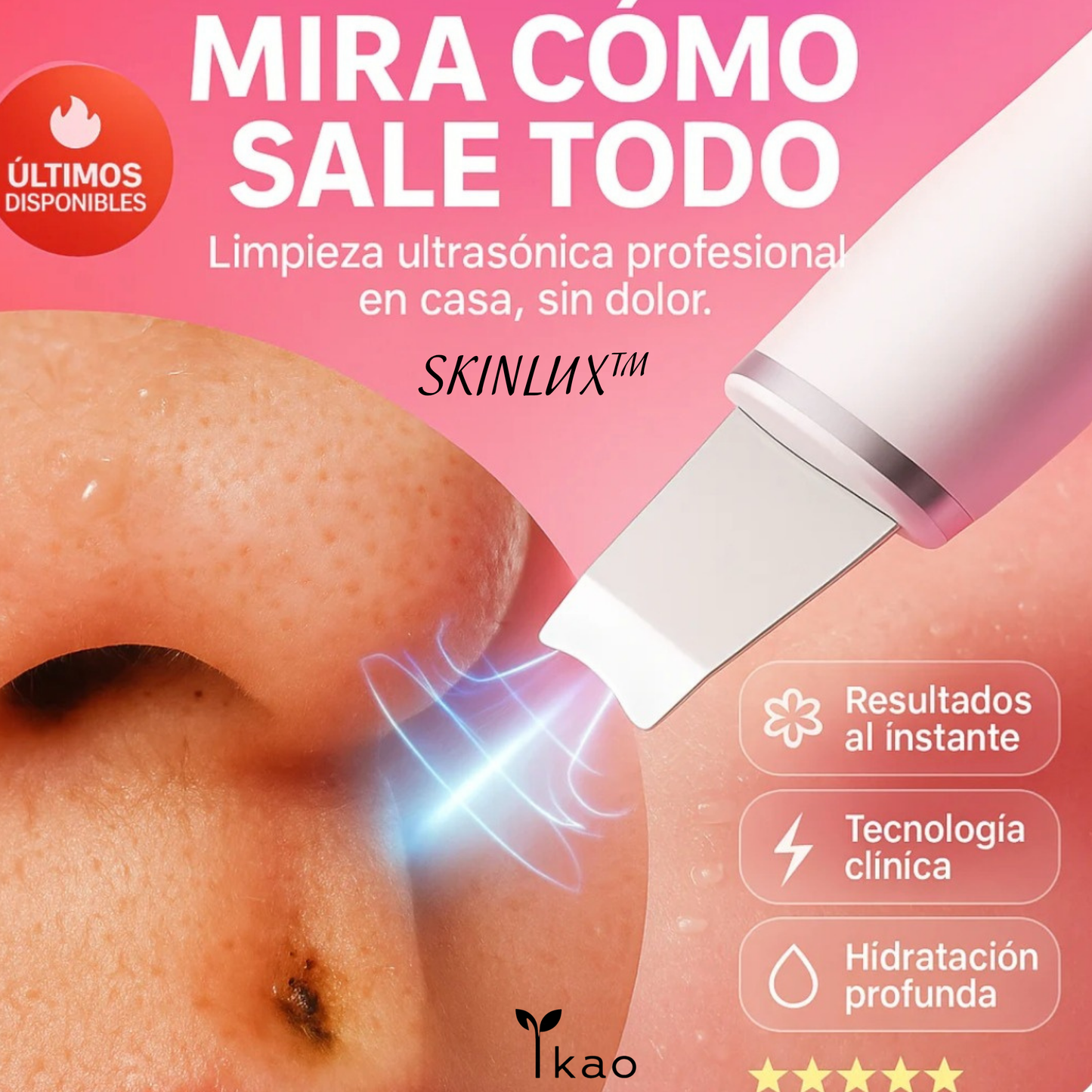 SKINLUX™ - Espátula Facial Ultrasónica 3 en 1