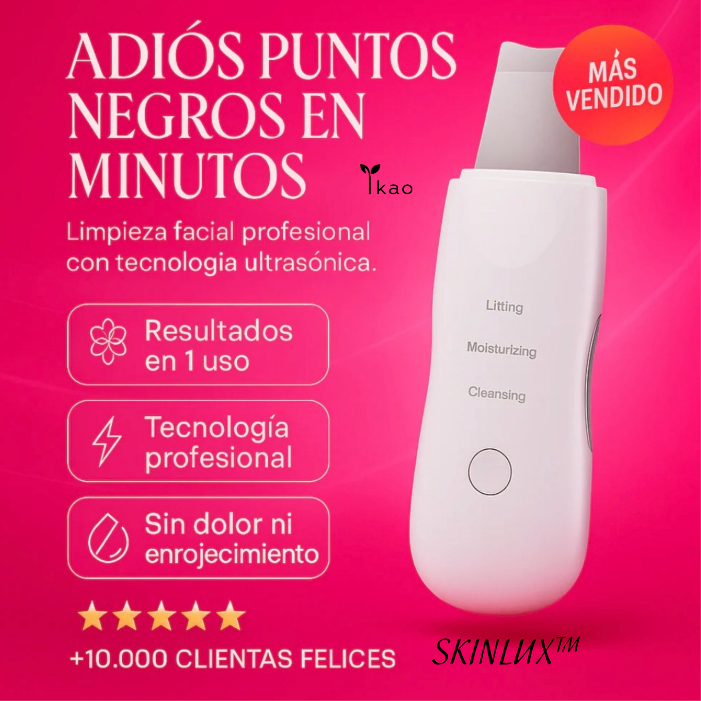SKINLUX™ - Espátula Facial Ultrasónica 3 en 1