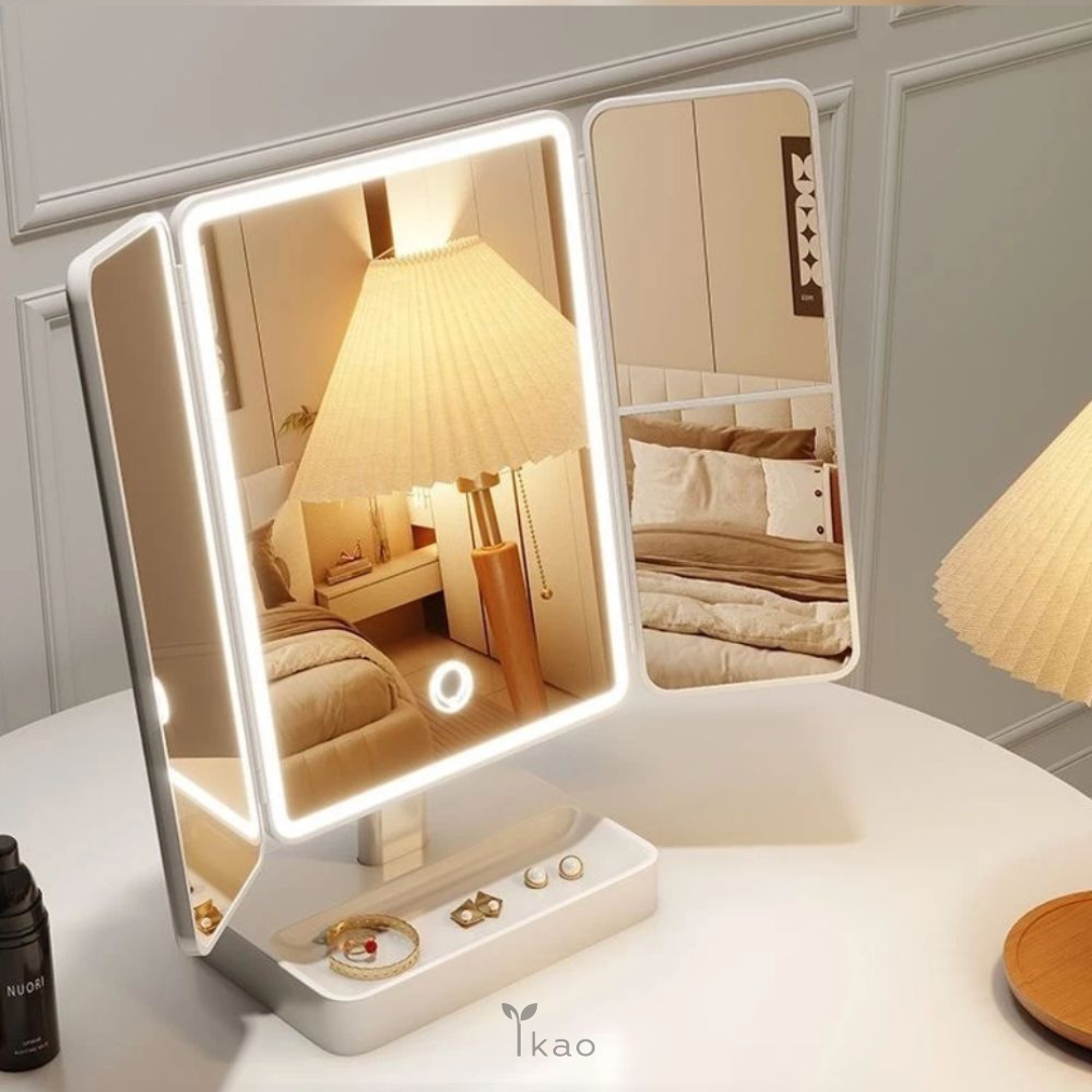 LuxPrecision™ -  Espejo Táctil LED Plegable con Luz de Día