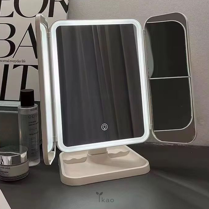 LuxPrecision™ -  Espejo Táctil LED Plegable con Luz de Día