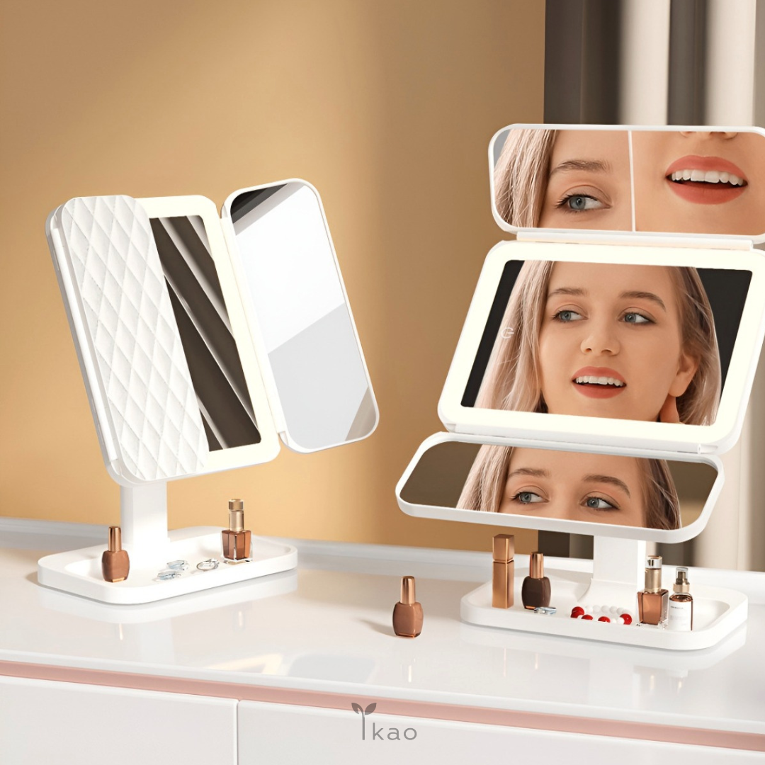 LuxPrecision™ -  Espejo Táctil LED Plegable con Luz de Día