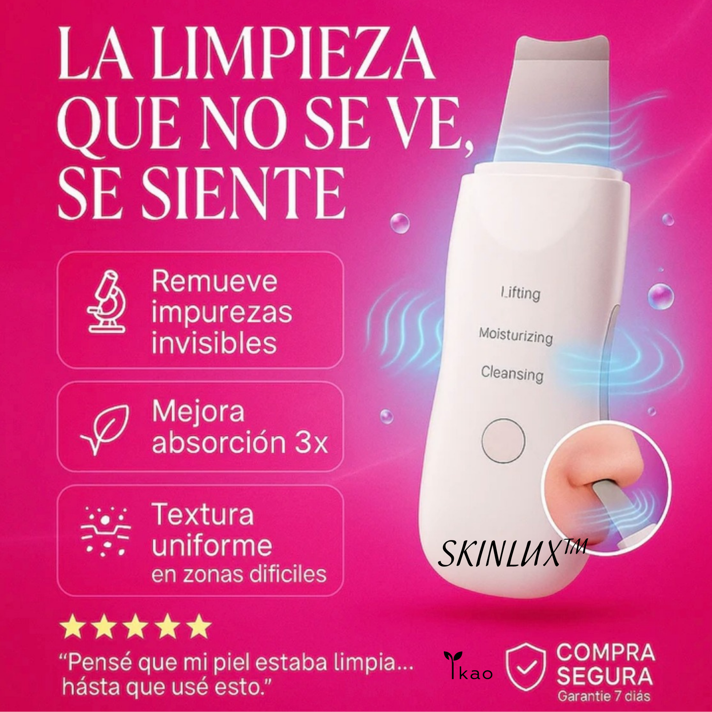 SKINLUX™  - Espátula Facial Ultrasónica 3 en 1